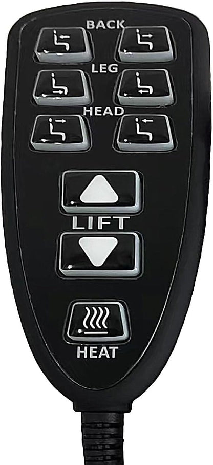 Recliner Remote Replacement Lift Chair for Raffel Systems HC HR3B 01 Hand Control with 9 Buttons and Junction Box Combo Replacement