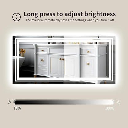WTTY LED Bathroom Mirror 84''x40'' with Front and Backlight, Large Dimmable LED Vanity Wall Mirrors, Double LED Mirror for Bathroom with Anti-Fog, 3 Colors, Memory Function, Shatter-Proof, ETL Listed
