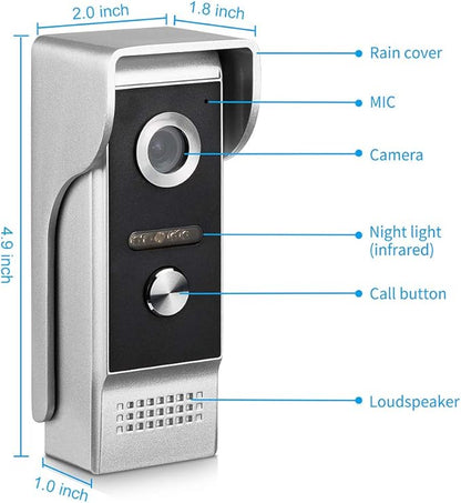 Video Door Phone System, 4.3 Inches Touch Monitor Wired Video Intercom Doorbell Kits, IR Night Vision Camera Door Intercom, Doorphone Telephone Style Indoor Outdoor for Home Villa