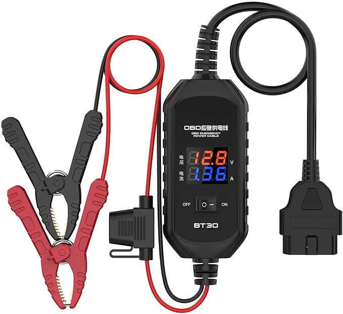 OBD2 Vehicle ECU Emergency Power Supply Cable - OBD II Car Memory Saver Cable with Over-Current, Over-Voltage, Polarity Reverse Protection