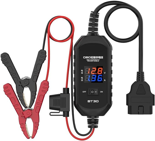 OBD2 Vehicle ECU Emergency Power Supply Cable - OBD II Car Memory Saver Cable with Over-Current, Over-Voltage, Polarity Reverse Protection