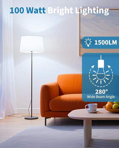 TJOY LED Light Bulbs, 100 Watt Equivalent A19, 5000K Daylight LED Bulbs, 15W Bright White Light Bulbs, Energy Saving Light Bulb with E26 Standard Base, 1500 Lumens Non Dimmable Lamp Bulb, 3 Pack