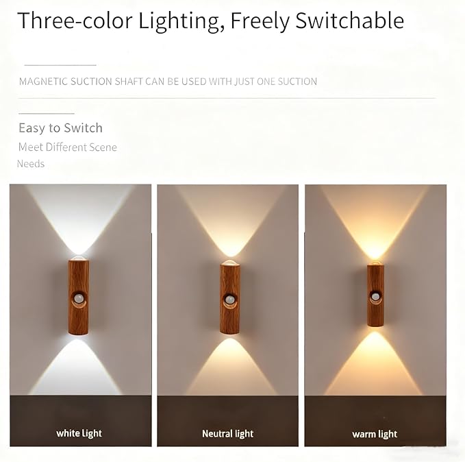 Rechargeable Smart LED Motion Sensor Ambient Light, Punch-Free Color Changing Motion Sensor Light for Stairs, Wardrobe, Cabinet (4Pcs,Black, 7-Color Changing)