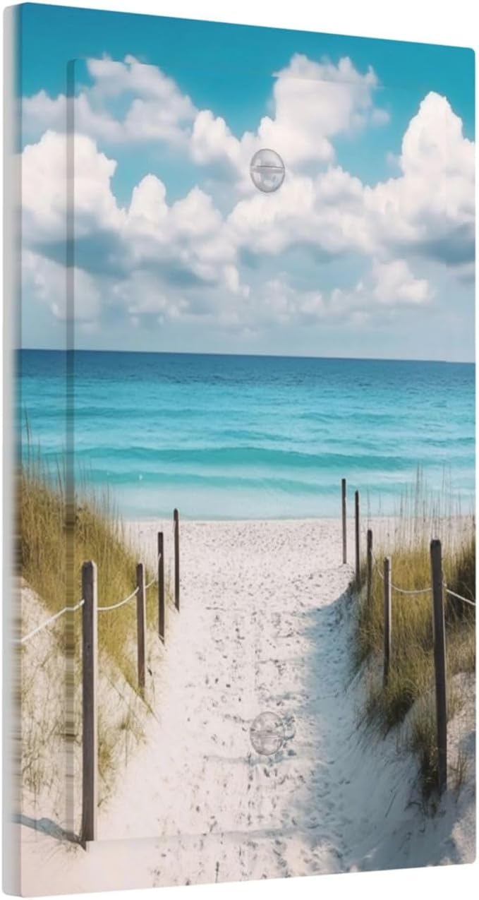 Decorative Light Switch Cover Plate Coastal Beach Ocean Seaside View 1 Gang No Device Single Blank Outlet Covers Wall Plates for Electrical Outlets Faceplate for Bedroom Home Decor