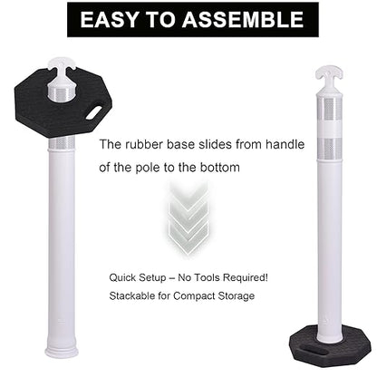 OrangeStar 9-Pack 42" Traffic Delineator Post Cones with Heavy Duty Rubber Base, White Safety Cones for Road, Parking Lot, Warehouse, Construction Zone Safety