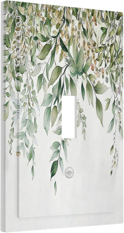 Decorative Light Switch Cover Sage Green Eucalyptus Watercolor Plant Leaves 1 Gang Single Toggle Device Electrical Faceplate Switchplates Decorator Outlet Wall Plate for Bedroom Bathroom