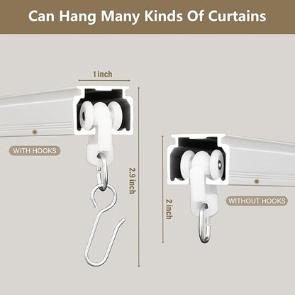 Ceiling Curtain Tracks,Curtain Track Wall Mount,Track Curtains Rod Ceilings Mount Heavy Duty Ceiling Tracks for Curtains Room Divider Rod with Hooks,White 3-15ft