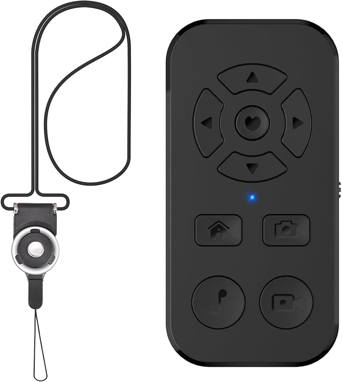 TikTok Video Scrolling Remote Control for iPhone and Android Smartphones, Cellphone E-Book APP Page Turner, Camera Photo and Video Clicker, Neck Strap Included.