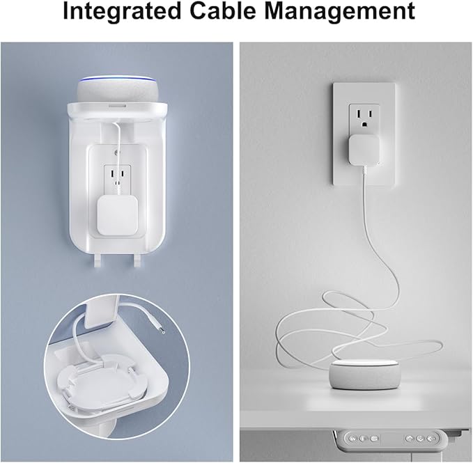 Suptek Wall Outlet Shelf 3 Pack,Home Wall Shelf Organizer for Outlets,Perfect for Bathroom,Kitchen, Bedrooms,Hold Cell Phone,Speaker up to 20lbs,with Cable Management and Detachable Hooks,White(S3W3)