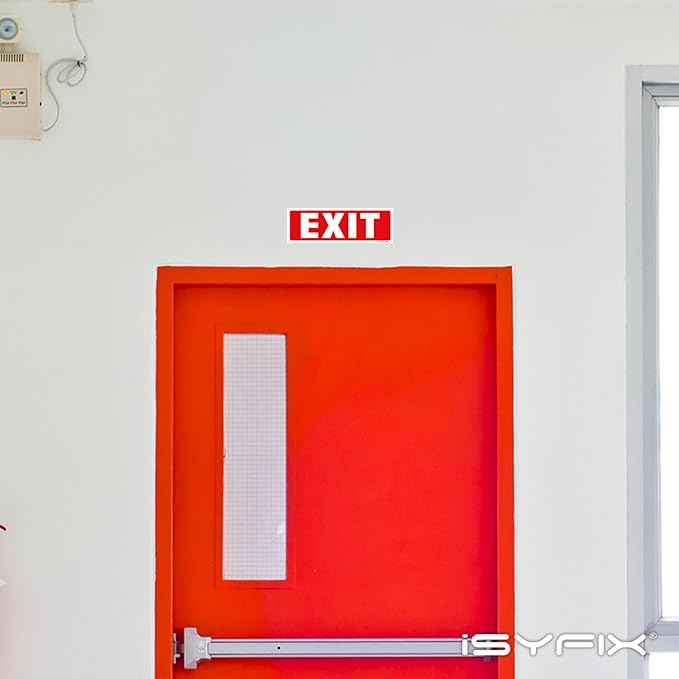 iSYFIX Exit Signs Stickers – 2 Pack 12x4 Inch – Premium Self-Adhesive Vinyl, Laminated for Ultimate UV, Weather, Scratch, Water and Fade Resistance, Indoor and Outdoor