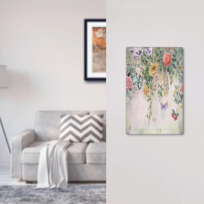 Rustic Floral Watercolor Flower Blossom Butterfly 1-Gang No Device Blank Wallplate Electrical Light Switch Covers Decorative Receptacle Face Plate Cover for Bathroom 5 X 3 IN