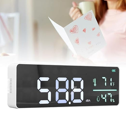 3 in 1 Decibel Meter, Sound Level Reader, Humidity and Temperature Monitor 30-130dBA - LED Display, Sensor, Ideal for Indoor and Outdoor Use