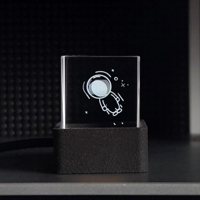 LED Holographic Crystal Cube, 3D Photo Display Smart Weather Digital Clock with GIF Animation Library, for Desk Car Decoration Home Office