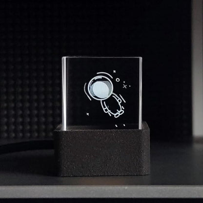 LED Holographic Crystal Cube, 3D Photo Display Smart Weather Digital Clock with GIF Animation Library, for Desk Car Decoration Home Office