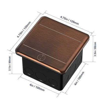 KYHSHJ 4.8A USB Chargers Pop Up Floor Waterproof Electrical Outlet Receptacle Stainless Steel Box, (Bronze)