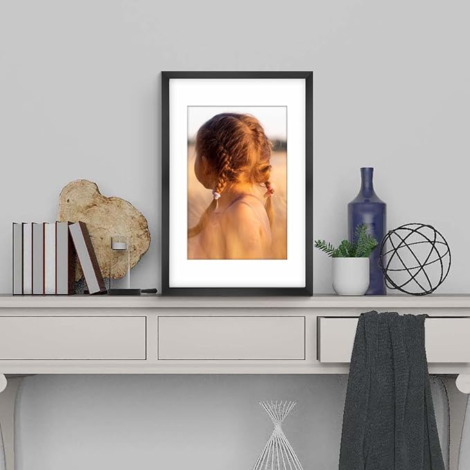 Golden State Art, 16X24 Picture Frame with Mat for 12X18 - High Definition Glass Wall Mounting Horizontal Vertical Display (Black, 1 Pack)