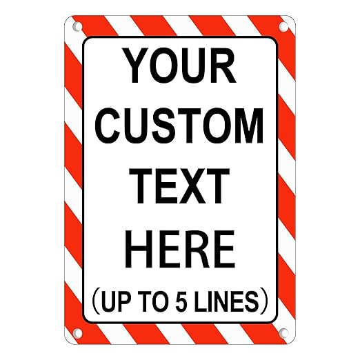 Custom Sign Outdoor Metal Vertical, Personalized Metal Sign for Parking, Gate, Delivery, Garage, Weatherproof Customized Signs for Outside, Make Your Own Signs Custom(14x10 Inches, Border)