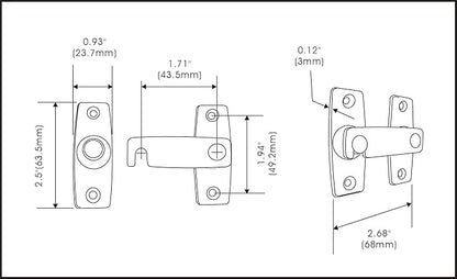 QCAA 2.5" x 2.65", Large, Heavy Solid Forged Brass Door Latch, 180 Degrees Flat Surface Mounting Door Latch Buckle for Doors & Windows, Aged Classic Bronze, 2 Pack, Made in Taiwan