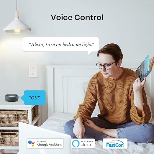 BroadLink Smart Light Switch, No Neutral Wire Required, Single Pole with App and Voice Control, 2-Gang Touch Timer Switch, Compatible with Alexa, Google Assistant, IFTTT, Siri Shortcuts, Hub Included