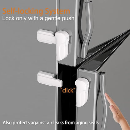 2 Pack Upgrade Child Proof Refrigerator Lock with Two Ways to Open, Home Fridge Freezer Door Lock Latch Catch to Keep Door Closed, no Tools Need or Drill (White)