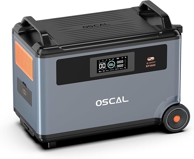 OSCAL PowerMax 6000 Expansion Battery Pack,3600Wh EV-Grade Safety,3500-Cycle Durability LiFePO4 Solar Generator,Extra Battery Backup for Home,Balcony Power Plant,Camping, RV,Travel,Emergency.