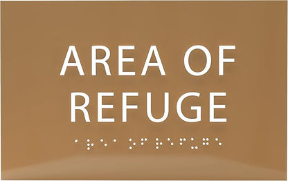 6" X4" Area of Refuge Sign - ADA Compliant Tactile Graphics Grade 2 Braille Text | Wall Mount Plastic Signs for Shopping Malls, Offices, Hotels, Schools, Apartments & Restaurants