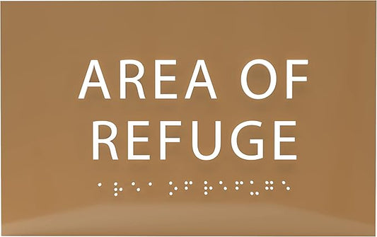6" X4" Area of Refuge Sign - ADA Compliant Tactile Graphics Grade 2 Braille Text | Wall Mount Plastic Signs for Shopping Malls, Offices, Hotels, Schools, Apartments & Restaurants