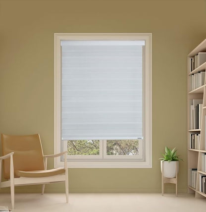 Shadesu Cordless Zebra Blinds for Windows, Dual Layer Free-Stop Zebra Shades, Light Control for Day and Night, Sheer Blinds for Indoor Windows, Bedroom, Kitchen Custom Made