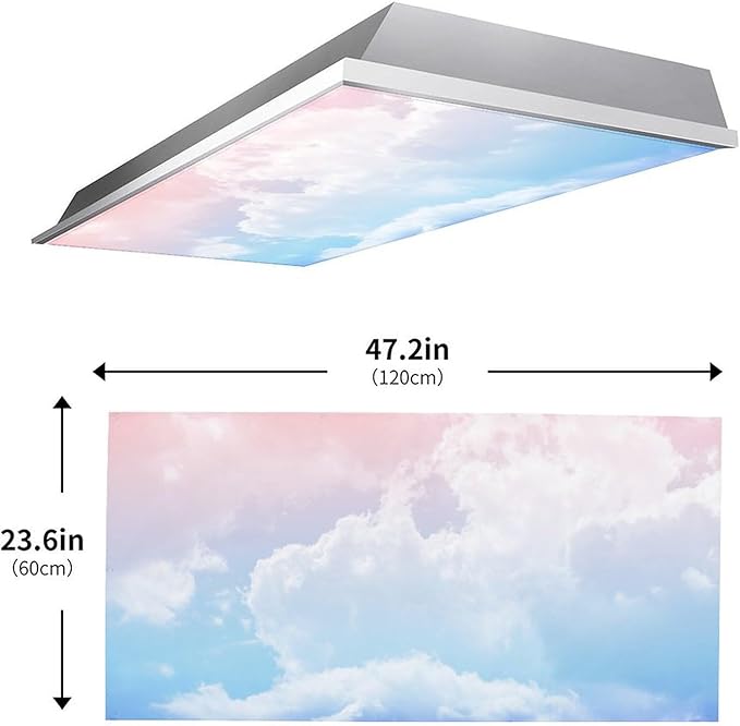2PCS Fluorescent Light Cover for Ceiling Light Classroom-Cloud Magnetic Light Cover Fluorescent Light Shade Panel,Decorative Film Filter for Reducing Harsh Glare Flicker Home School Office Decorations