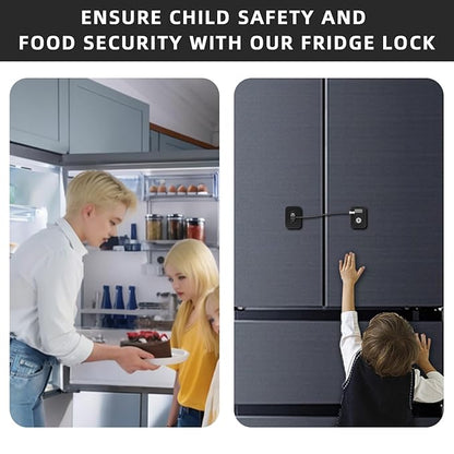 Refrigerator Lock 2 Packs, Fridge Lock with Silicone Wire Protection Fridge Locks for Kids Easy to Use and Install Cabinet Locks with Key, Black