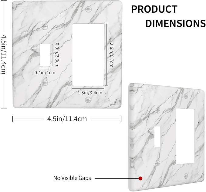 Decorative Outlet Covers Modern Grey Marble Texture 2 Gang Light Switch Cover Plate Single Toggle 1 Rocker Wall Plates for Electrical Outlets Switch Plate Covers for Bedroom Home Decor