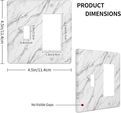 Decorative Outlet Covers Modern Grey Marble Texture 2 Gang Light Switch Cover Plate Single Toggle 1 Rocker Wall Plates for Electrical Outlets Switch Plate Covers for Bedroom Home Decor