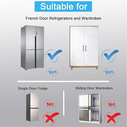 2 Pack Premium Child Safety Lock for French Fridge/Side-by-Side Refrigerator/Double Door Freezer or Cabinet, Adjustable Width & Easy to Install (Black)