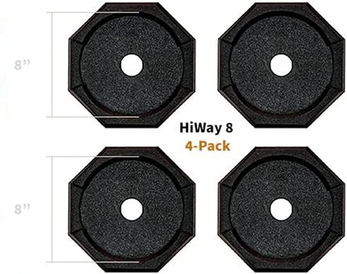 SnapPad HiWay RV Leveling Pads - Permanent Jack Stabilizers for RVs - 8" Round Leveling Jack Pads for HWH Leveling System - Heavy Duty Replacement for Blocks - Made in The USA (4-Pack)