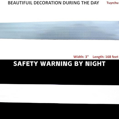Non Fading White Reflective Tape Outdoor Waterproof 3 inch Wide, High Visibility Warning Industrial Marking Tape,Safety Stickers (168 feet)
