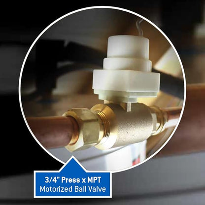 FloodStop Water Heater Leak Detector Kit with Automatic Water Shut-Off and Visual/Audible Alarms, 3/4" Press x MPT