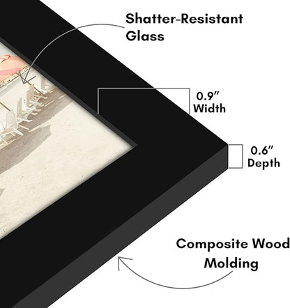 Americanflat 7x7 Picture Frame with Shatter-Resistant Glass - Signature Collection - Gallery Style Frames Made of Engineered Wood - Square Frame for Tabletop and Wall Display - Black