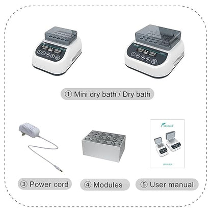 JOANLAB Lab Dry Bath Incubator Digital Laboratory Thermostatic Block Heater with 35 x 1.5ml Heating Block Programmable with Single Heating Function)
