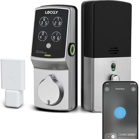 Lockly Secure Pro Smart Deadbolt, Wi-Fi Smart Lock, Keyless Entry with PIN Genie® Keypad, 3D Biometric Fingerprint, Auto Lock, Rekeyable-Satin Nickel