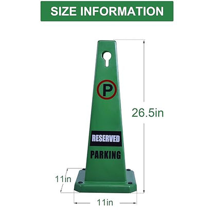 OrangeStar 8-Pack Reserved Parking Cones, Green Four Sided Message Safety Traffic Cones with Heavy Rubber Base for Indoor/Outdoor Use