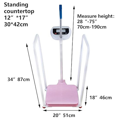 Assist The Elderly in Measuring Weight gain While Standing, with an Electronic Scale with armrests, Suitable for use in clinics, Hospitals, Schools, Nursing Homes (Pink)