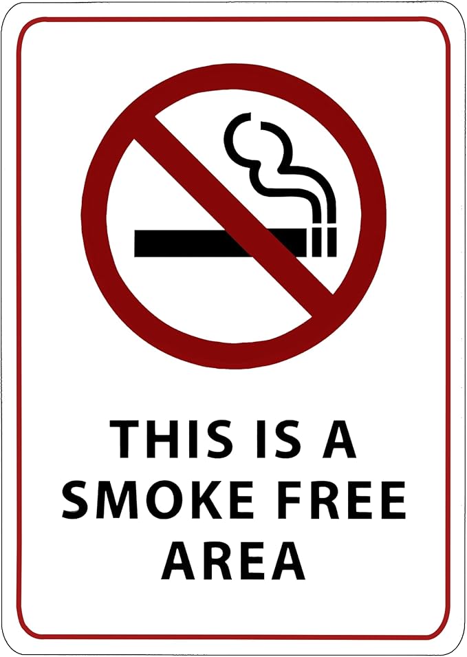 This is a Smoke Free Area Sign - ADA Compliant Digitally Printed Text Wall Sign - No Smoking in This Area Signs for Offices, Businesses, Hotels, and Restaurants - Aluminum 7” x 5”