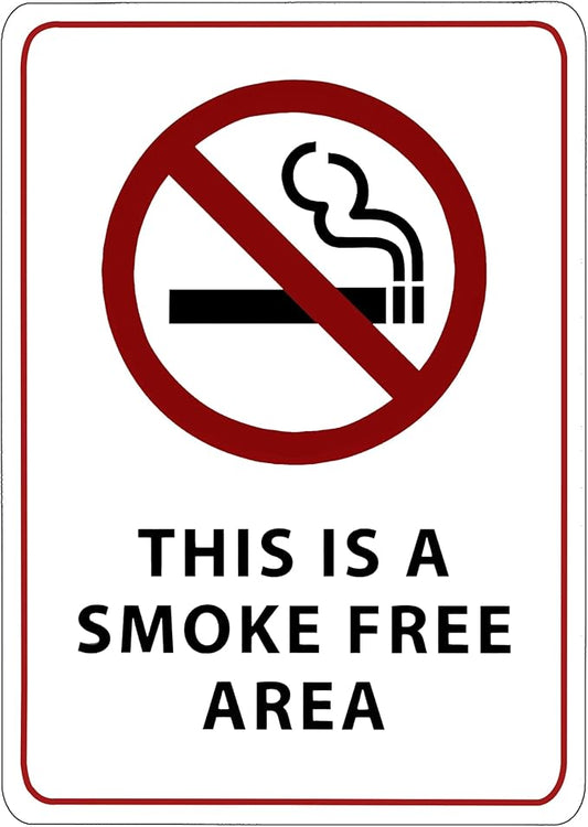 This is a Smoke Free Area Sign - ADA Compliant Digitally Printed Text Wall Sign - No Smoking in This Area Signs for Offices, Businesses, Hotels, and Restaurants - Vinyl 14” x 10”