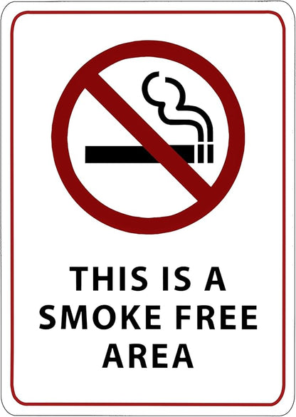 This is a Smoke Free Area Sign - ADA Compliant Digitally Printed Text Wall Sign - No Smoking in This Area Signs for Offices, Businesses, Hotels, and Restaurants - Plastic 5” x 3.5”