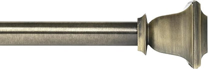 Deco Window Adjustable Curtain Rod for Windows 44 to 120 Inch (Pack of 1) Extendable Heavy Duty 1 Inch Iron Drapery Pole with Finials Wall Mounted French Door Curtain Rods (Brass)