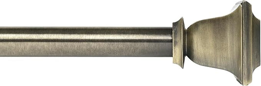 Deco Window Adjustable Curtain Rod for Windows 44 to 120 Inch (Pack of 1) Extendable Heavy Duty 1 Inch Iron Drapery Pole with Finials Wall Mounted French Door Curtain Rods (Brass)