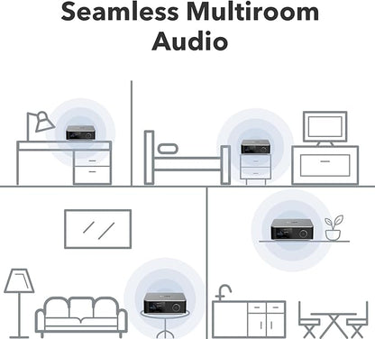 WiiM Ultra Music Streamer & Digital Preamp | 3.5" Touchscreen, Compatible with Google Cast & Alexa, Stream Spotify, Amazon Music, Tidal & More | HDMI ARC, Phono Input & Headphone Output | Silver
