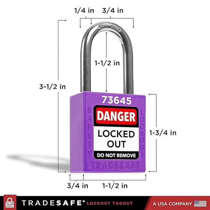 TRADESAFE Lockout Tagout Locks Set - 7 Purple Loto Locks, Lockout Locks Keyed Different, 2 Keys Per Lock, OSHA Compliant Lock Out Tag Out Padlocks, Safety Padlocks for Electrical Lockout Tag Out Kits