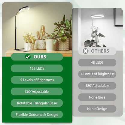 YEOLEH Plant Light for Indoor Growing Plants 6000K Full Spectrum LED Grow Lamp with Dimmable & Auto Timer