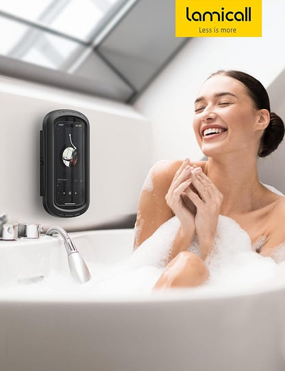 Lamicall Shower Phone Case Holder Waterproof - Bigger Size for More Phone(4"-7"), Clearer Sound Shower Bathroom Bathtub Accessories, IPX6 Waterproof Wall Mount for iPhone 16 Pro Max, S25 Ultra